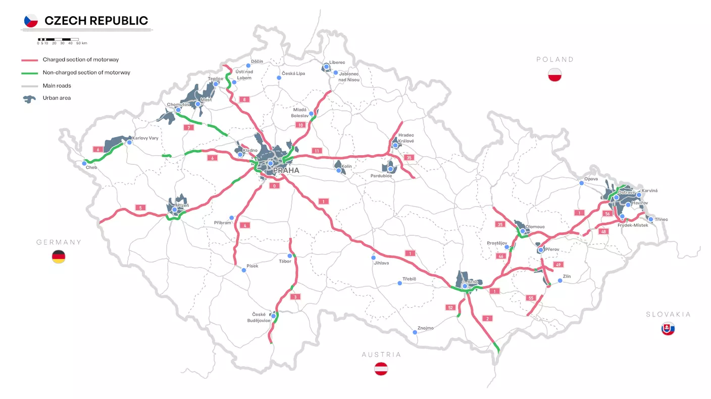 Harta drumurilor cu taxă și gratuite din Cehia 2026 – autostrăzi și sectoare care necesită vinietă