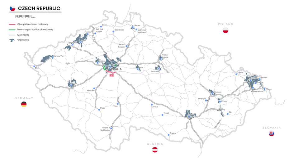 Harta taxare D0 Centura Praga – vinietă electronică necesară