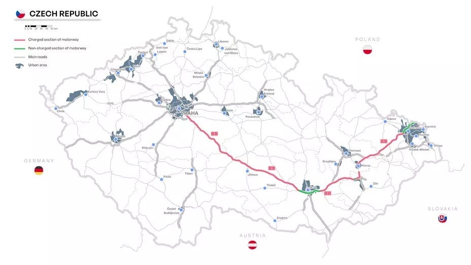 Harta taxare autostrada D1 Cehia