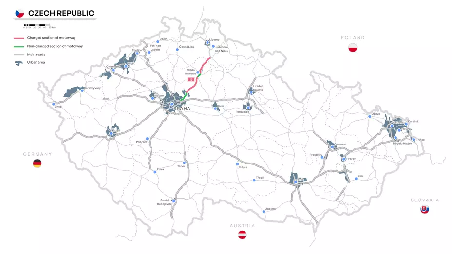 Harta taxare autostrada D10 Cehia