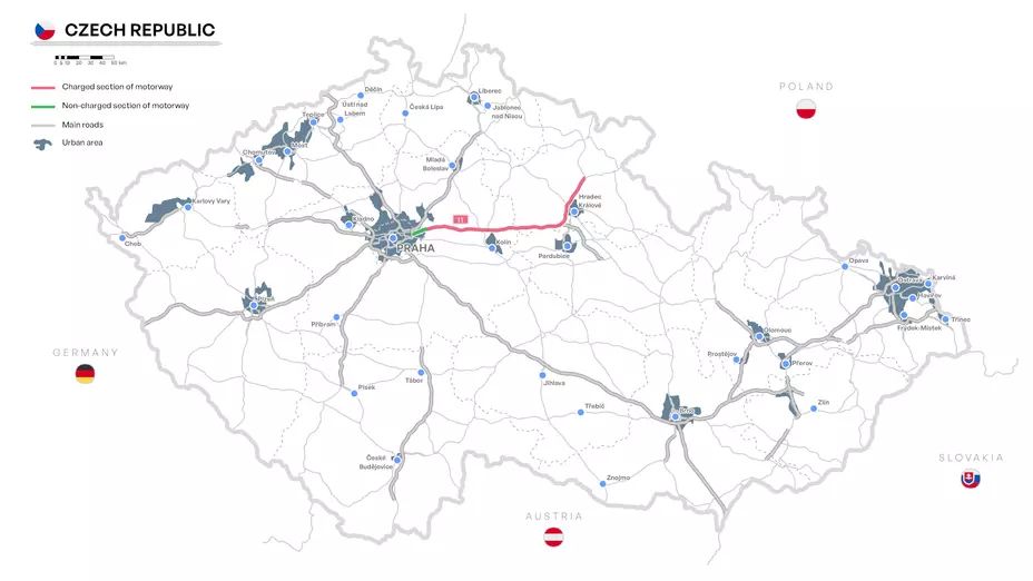 Harta taxare autostrada D11 spre Polonia