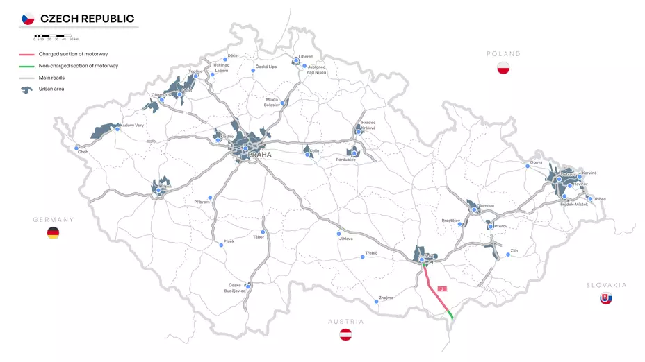 Harta taxare autostrada D2 Brno Slovacia