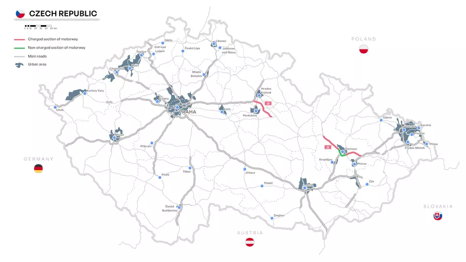 Harta taxare autostrada D35 Cehia