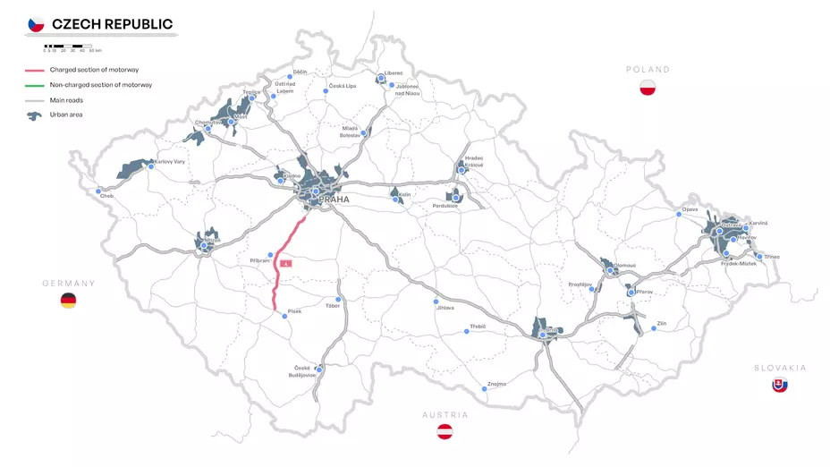 Harta taxare autostrada D4 Cehia