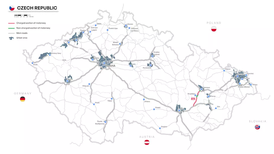 Harta taxare autostrada D46 Cehia