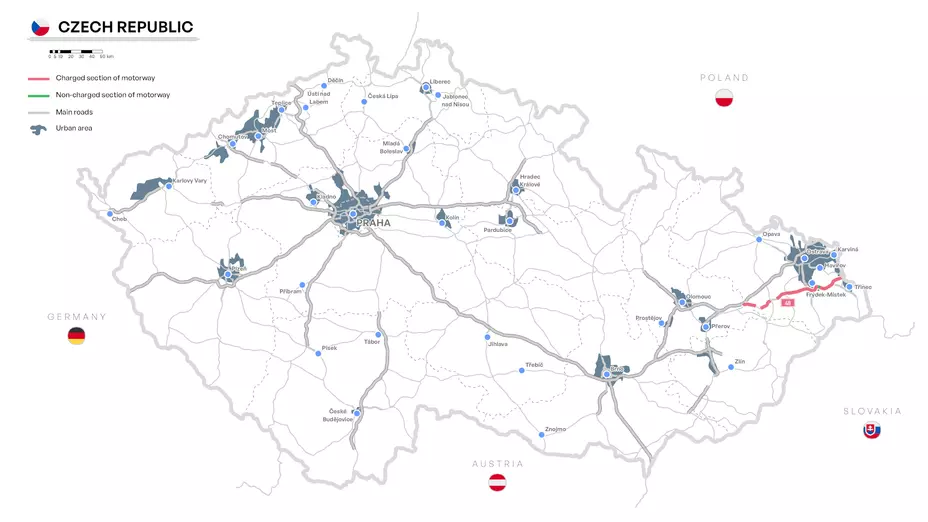 Harta taxare autostrada D48 Moravia