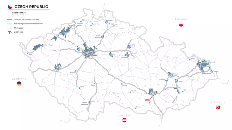 Harta taxare autostrada D52 granița Austria