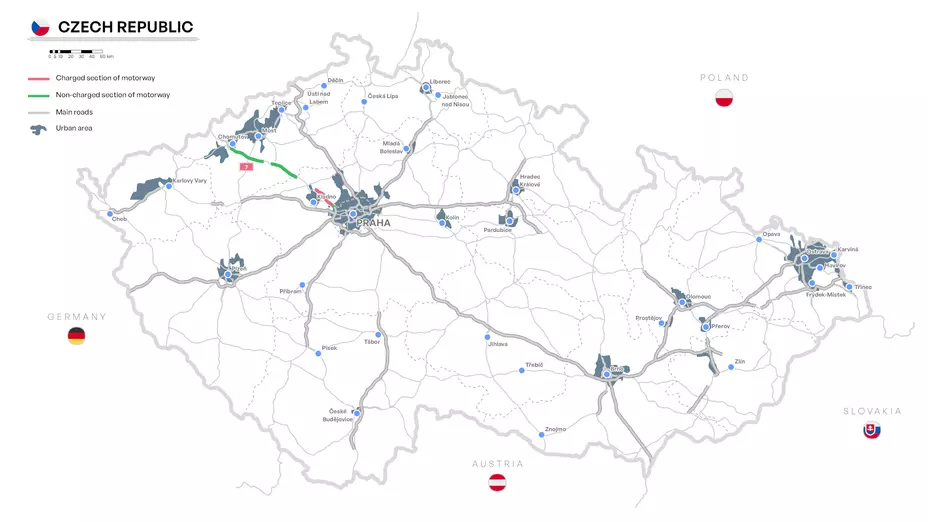 Harta taxare autostrada D7 Cehia