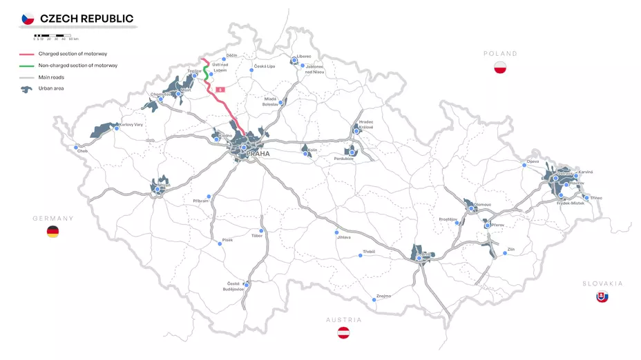 Harta taxare autostrada D8 spre Germania
